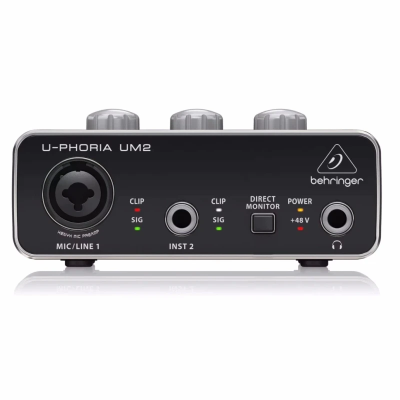 BEHRINGER U-PHORIA UM2 Audiophile 2x2 USB Audio Interface with XENYX Mic Preamplifier for broadcasting,professional recording