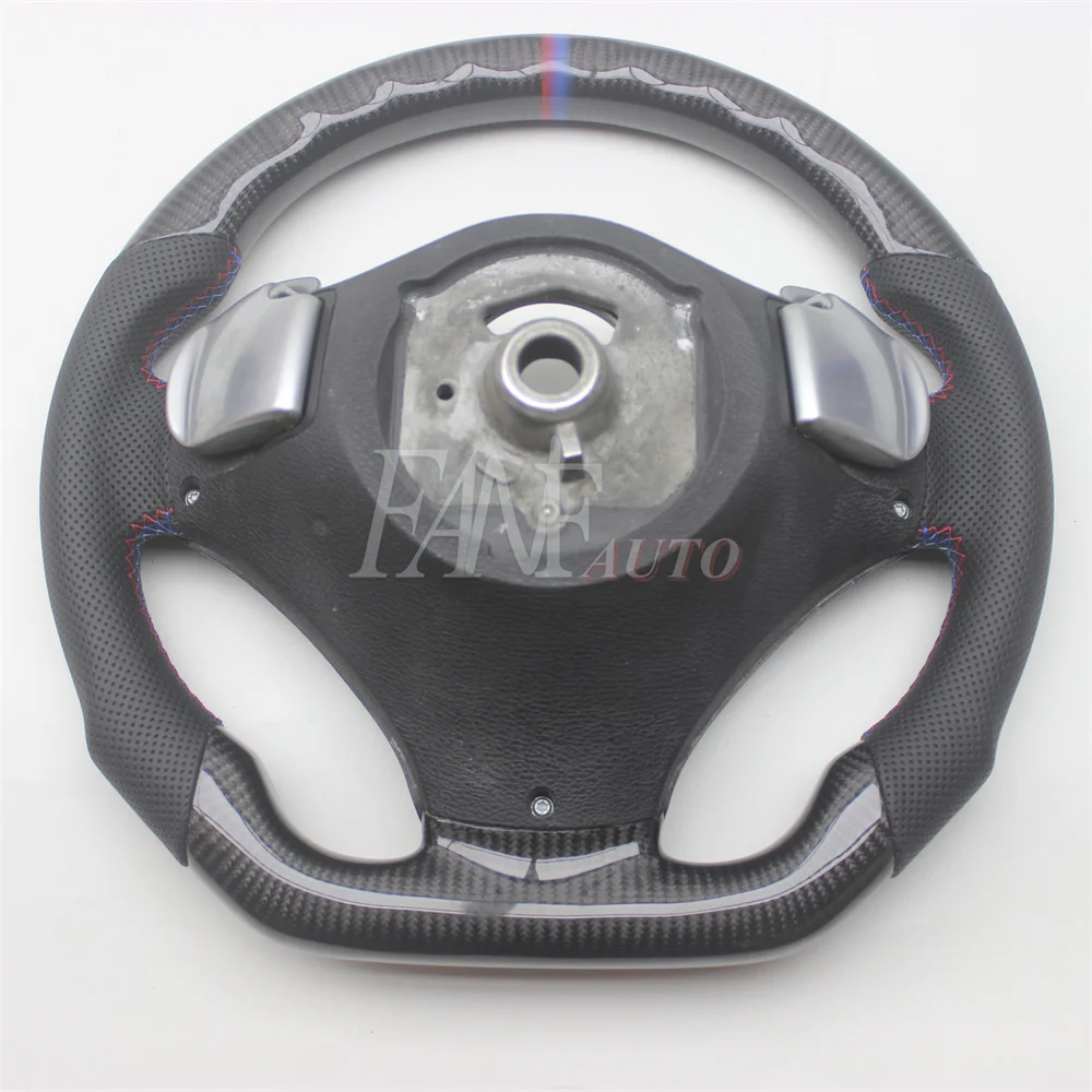 Replacement Real Carbon Fiber Steering Wheel with Leather for BMW E70 X5 M E71 X6 M 2009-2013