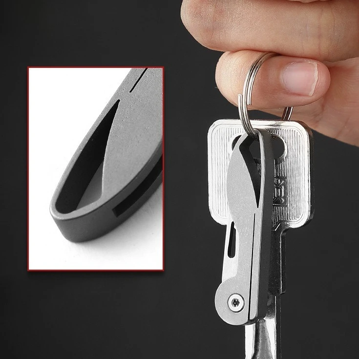 سبائك التيتانيوم عالية الجودة في الهواء الطلق سكين صغير قابل للطي مريحة التخييم والمشي لمسافات طويلة سلسلة المفاتيح المحمولة EDC أداة الجيب