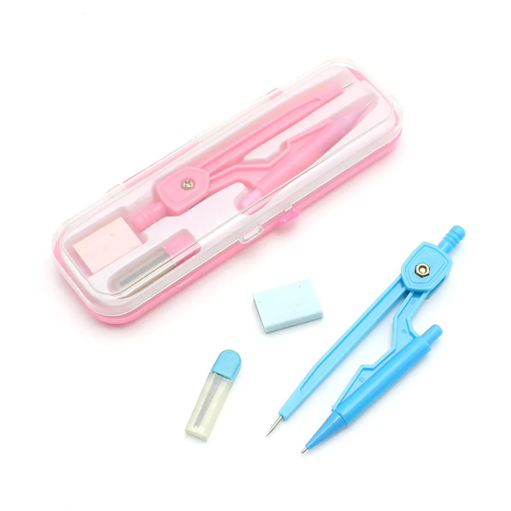 Precision Geometry Compass Set 3 Piece ABS Drafting Tool with Pencil Holder and Storage Case for Students