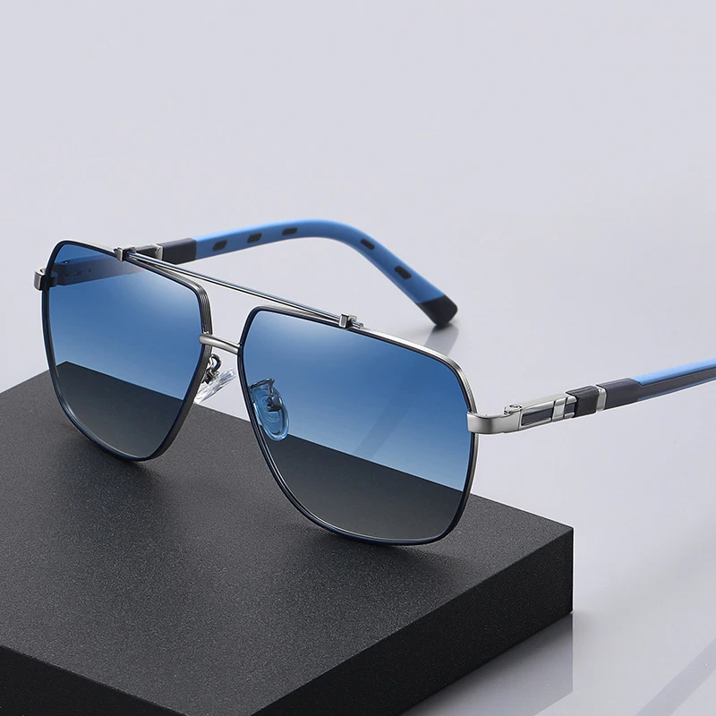 Pilot Polarized TR90 Frame Metal Sunglasses Square Double Bridge Men Women Driving Sun Glasses Luxury Cycling UV400 Eyewear