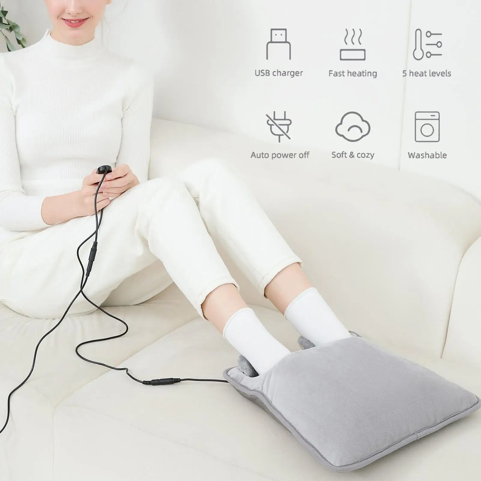 

Электрическая грелка для ног Электрическая грелка для ног Обогреватель для ног Автоматическое отключение USB-чехол для живота, судорог ног, всего тела, для женщин, мужчин, детей