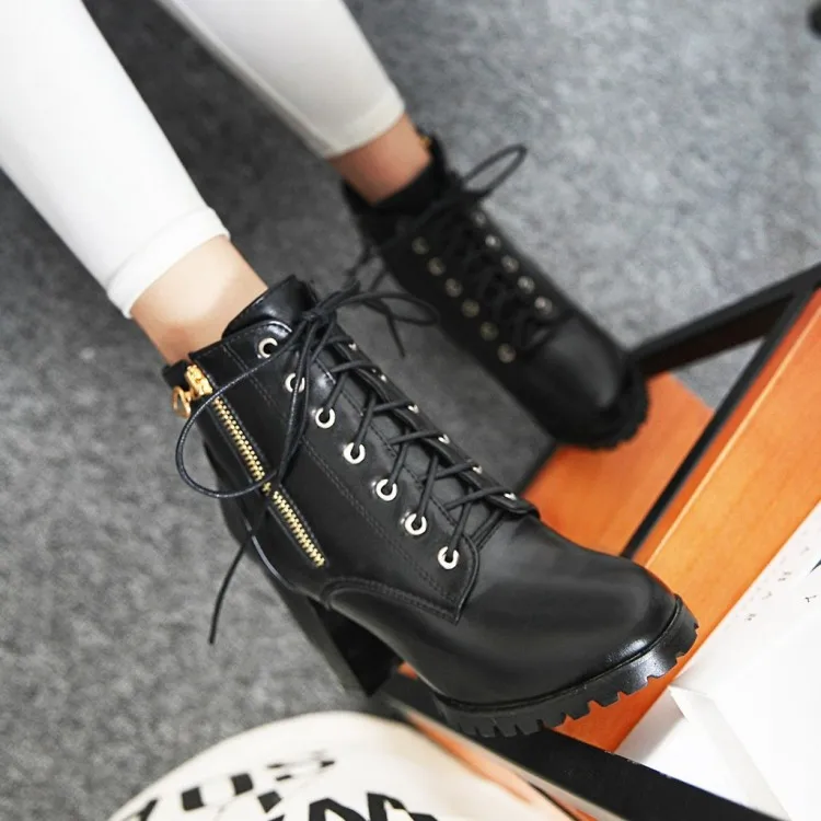 Big Size  boots women shoes ankle boots for women ladies boots Front cross binding of both zippers