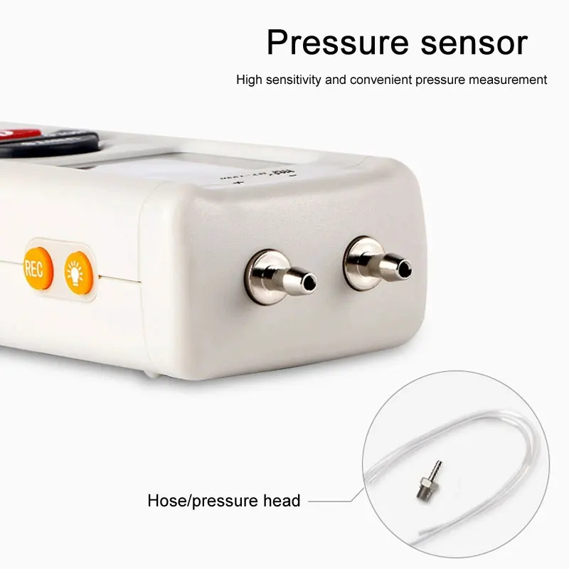 HTI HT-1890 مقياس ضغط الغاز مقياس الضغط يده مقياس الضغط الرقمي البيانات عقد المزدوج ميناء مقياس ضغط الهواء HVAC الغاز اختبار متر