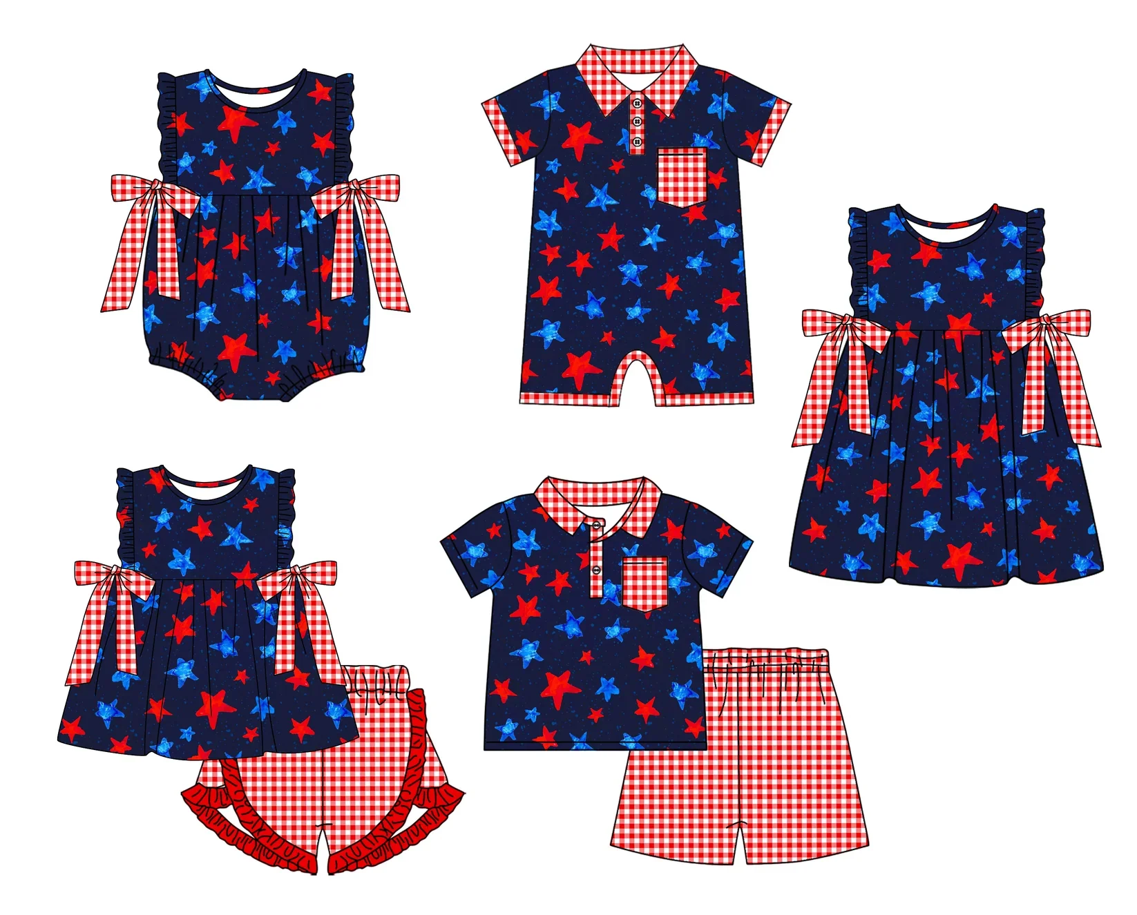

july 4th boutique kids suit sleeveless lace star print shorts plaid lace girls boy plaid shorts suit paypal onesie dress