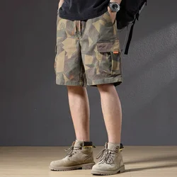 Summer New Fashion Loose Casual Versatile Camouflage Shorts Men Elastic Waist Drawstring Pockets Sports Fashion Short Pants 2024