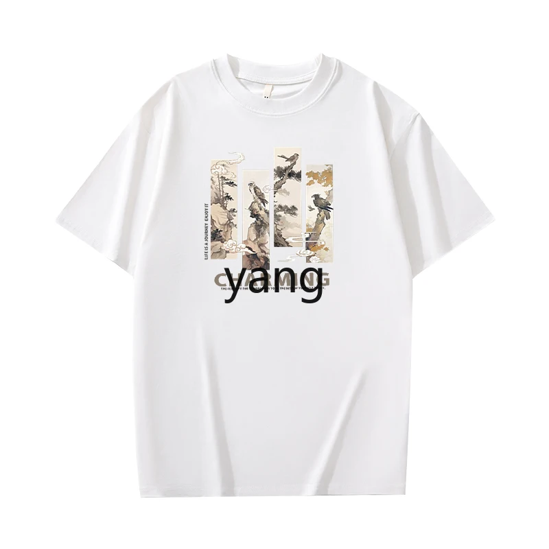 

LMM cotton short-sleeved t-shirt men's American trendy brand half-sleeved t-shirt loose large size