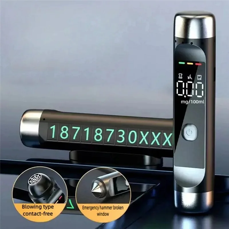 ABVT-Portable Alcohol Tester LCD Display Drunk Driving Test Breathalyzer Alcohol Detector Temporary Parking Number Plate