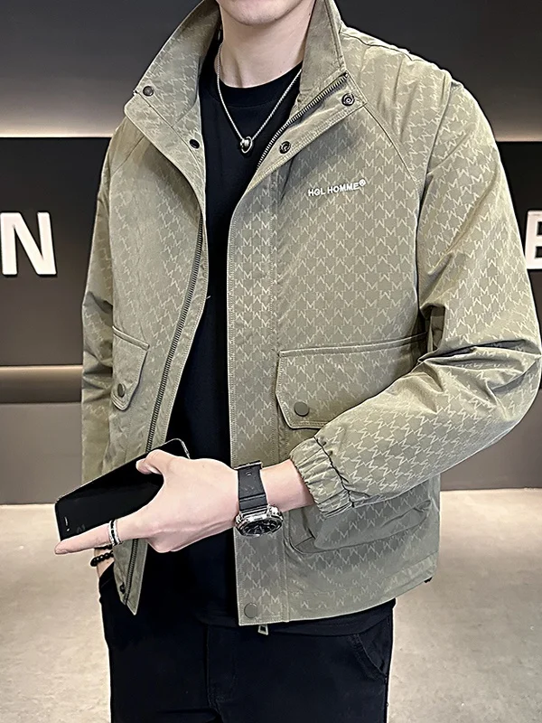 

Повседневная мужская куртка с воротником-стойкой Jaet Sli Haome, весенне-осенняя модная новинка, высококачественный полиэстер, длинная молния све