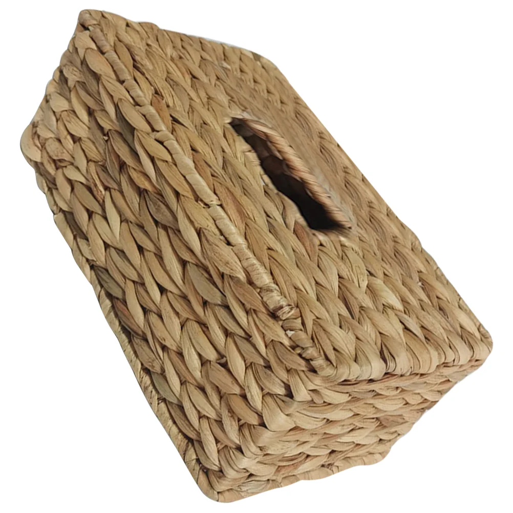 Tissue Hand Woven Holder Wicker Straw Woven Tissue Holder Paper Box Napkin Organizer for Table