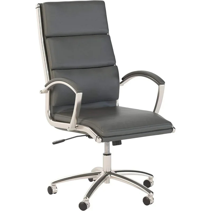 Bush Business Furniture Modelo High Back Leather Executive Office Chair in Dark Gray