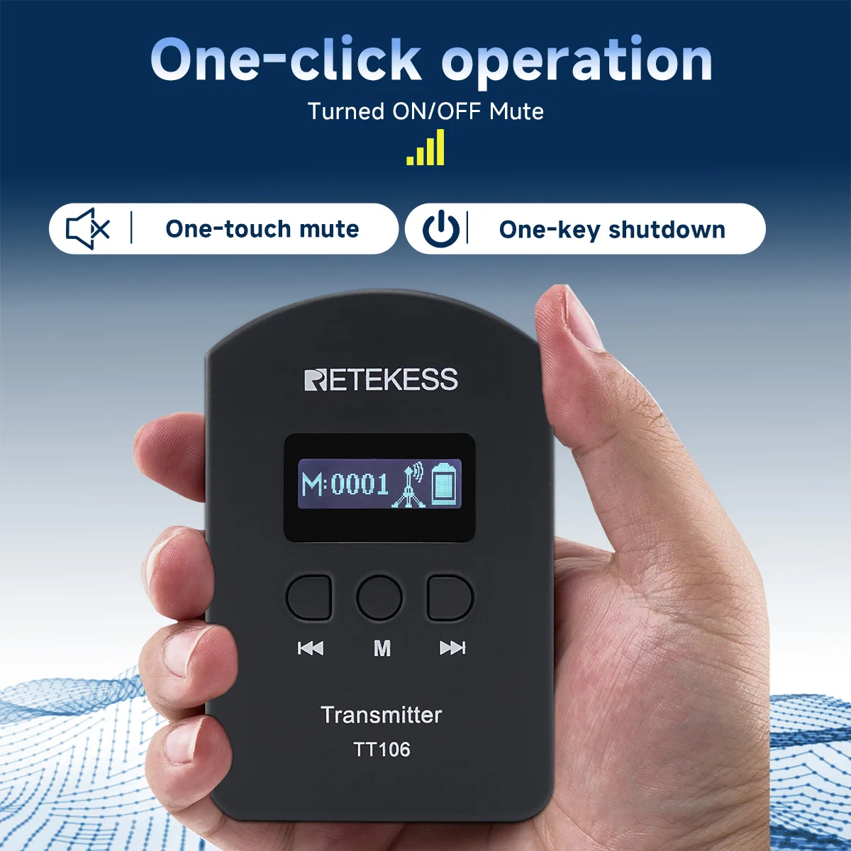 Retekess TT106 2.4G ไร้สาย UHF ทัวร์ท่องเที่ยวระบบเกียร์สำหรับ Excursion ทัวร์ท่องเที่ยวโบสถ์คำม้า RidingTraining