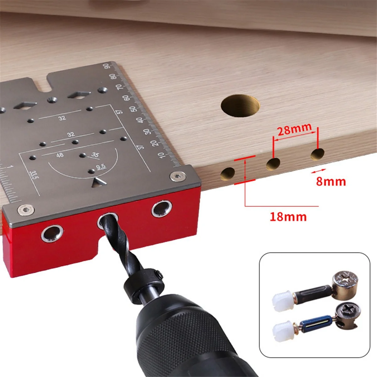 กําลังมาแรงตอนนี้ 35 มม.บานพับเจาะ Locator บานพับ Boring Jig นิ้วเมตริกขนาด Multi-Function งานไม้เจาะ Locator-A