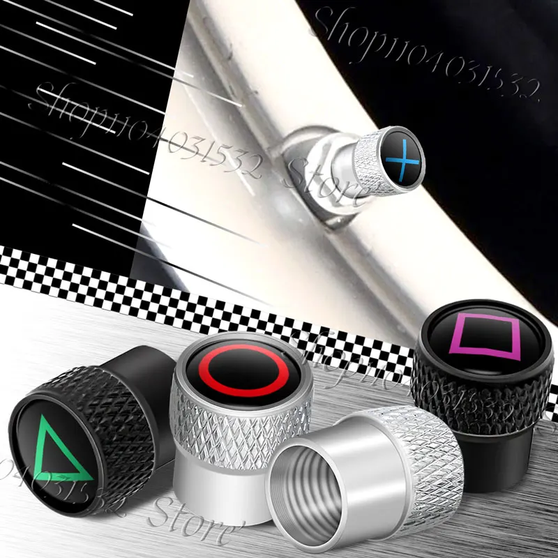 4PCS/Set Anime Game Design Emblem Car Wheel Tire Valve Caps Rim Stem Dust-proof Covers For Car Bike Motorcycle Universal Decor