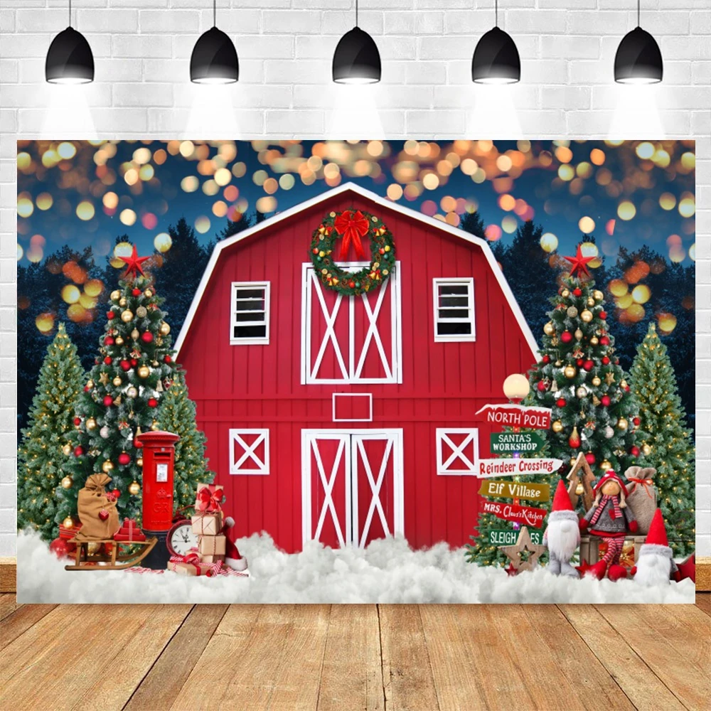 Red Christmas Photography Backdrop Xmas Ball Glitter Bokeh Sparkle Star Winter Snowflake Snowman Kids Portrait Photo Background