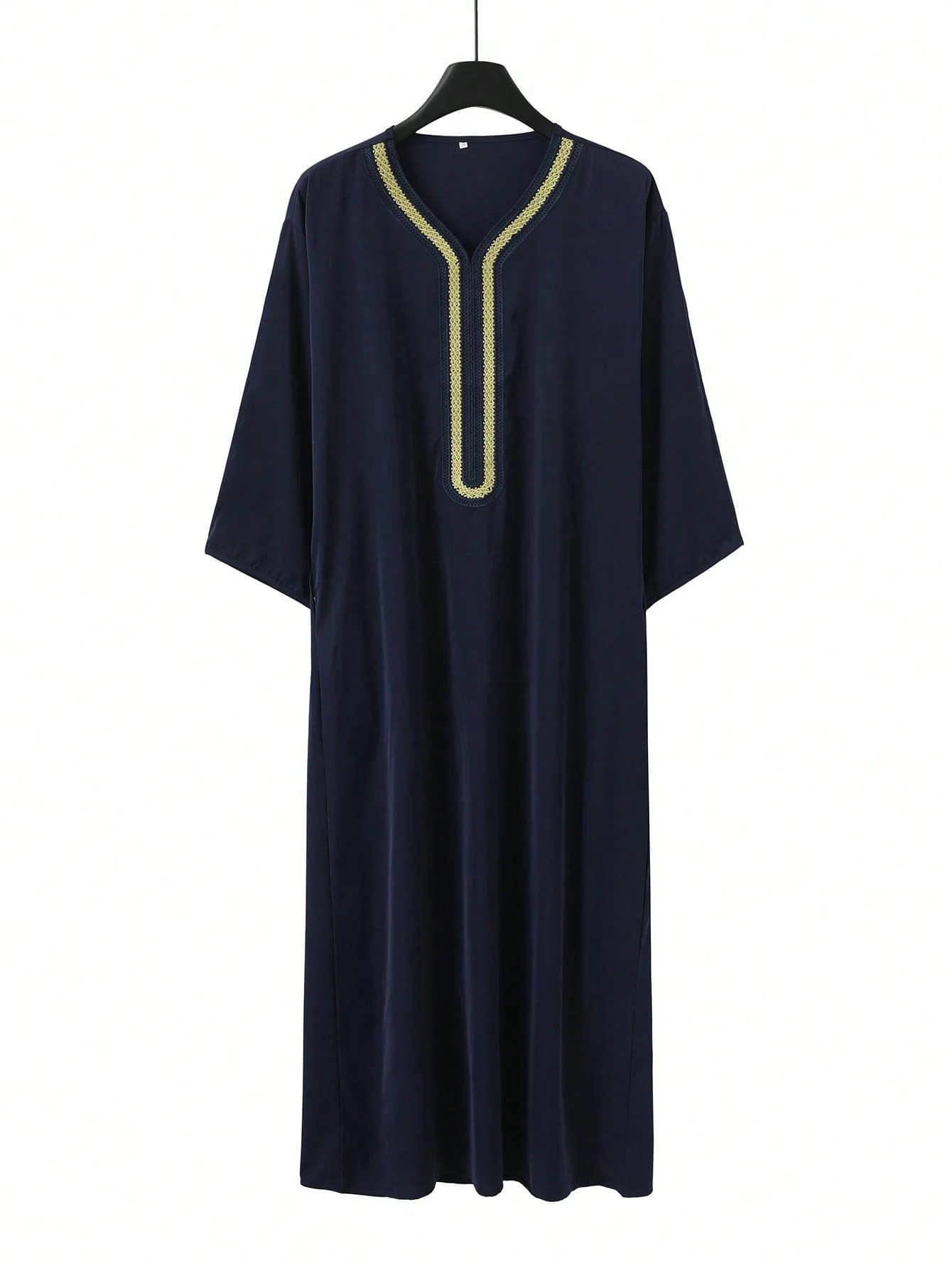 فستان كاندورا غاندورا بأكمام قصيرة للرجال مع جيب جانبي 2025 رداء إسلامي غير رسمي مطرز فستان قفطان جوبا كلاسيكي