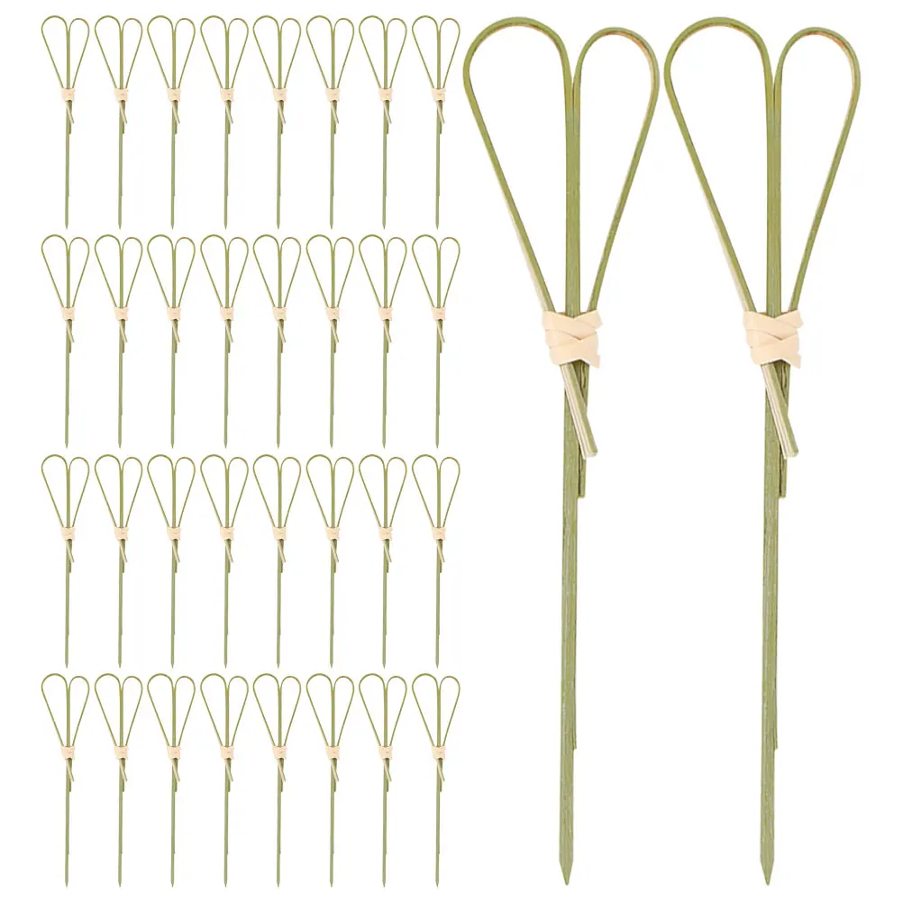 

200pcs Bamboo Cocktail Picks Heart Shaped Fruit Skewers 12cm Blue Scissors Party Favors Smooth Surface Toothpicks For Drinks