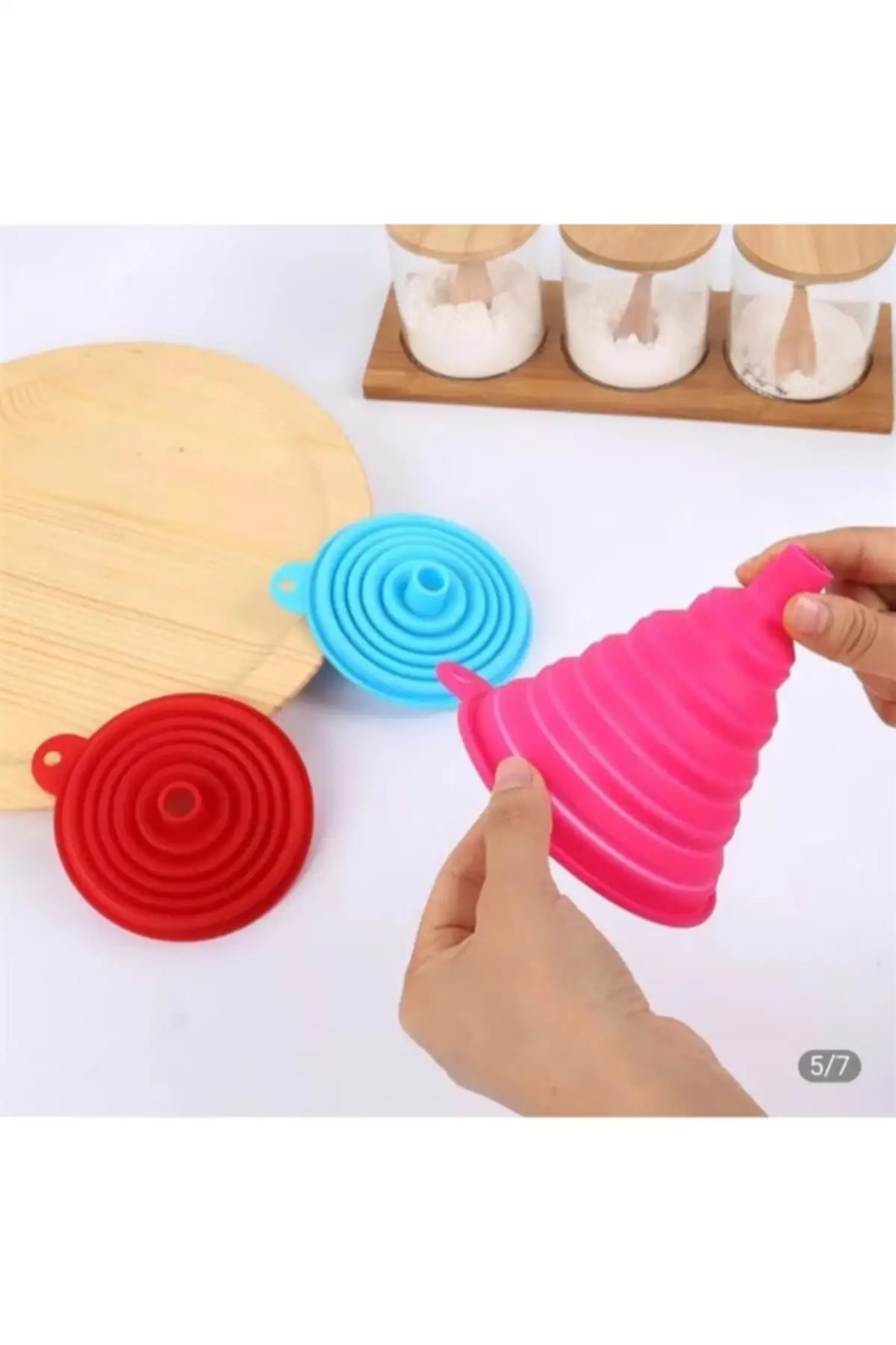 2 peças mini funil de silicone dobrável, ferramenta de cozinha prática