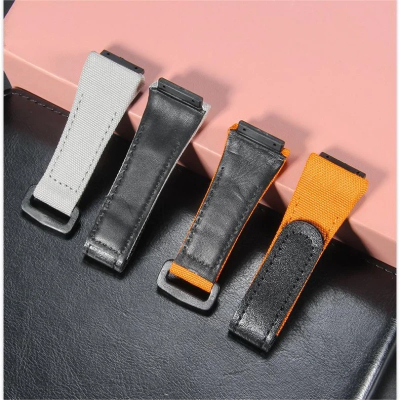 For RICHARD MILLE RM50 RM53 Nylon canvas waterproof men\'s watch strap Ring buckle leather Bracelet Screw style watchband 25mm