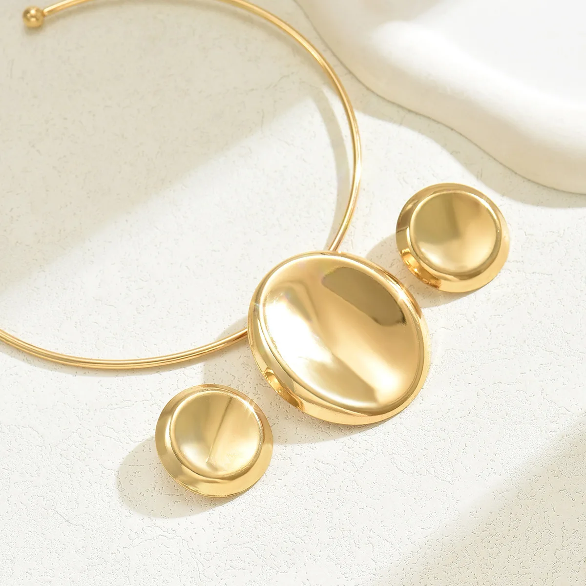 Новое женское геометрическое ожерелье, серьги, комплект, кольцо, кулон, цепочка на ключицу