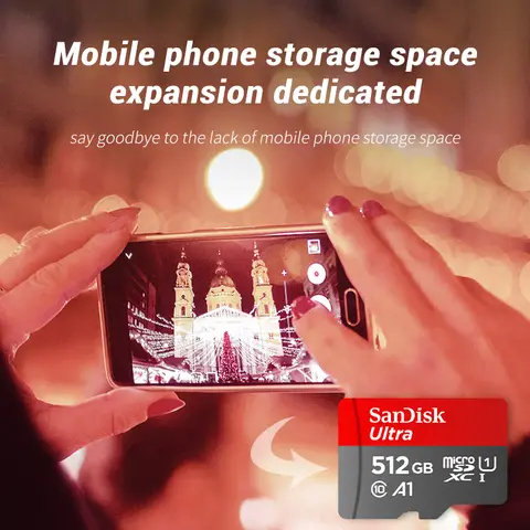 การ์ด Micro SD แบบดั้งเดิมของ Sandisk C10 32GB 64GB 128GB 256GB 512GB สูงถึง150เมกะไบต์/วินาทีไมโคร SD การ์ดความจำแฟลชบัตร TF A1 1TB สำหรับโทรศัพท์