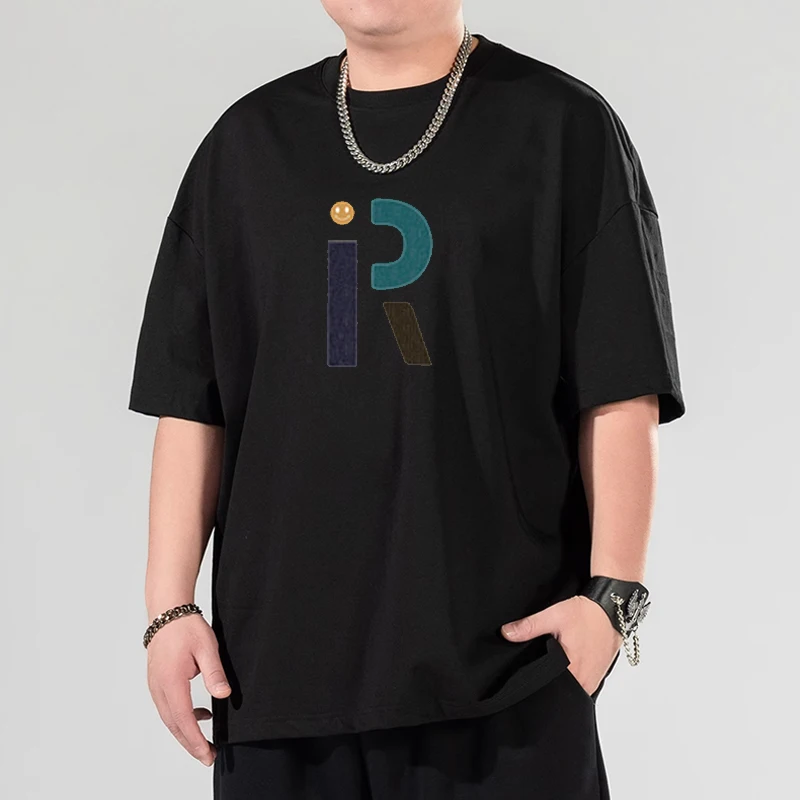 110-180kg Large Size T-shirt Men's Summer Short-sleeved Cotton Printing Casual Trend Outdoor Sports Men's Large Size Top