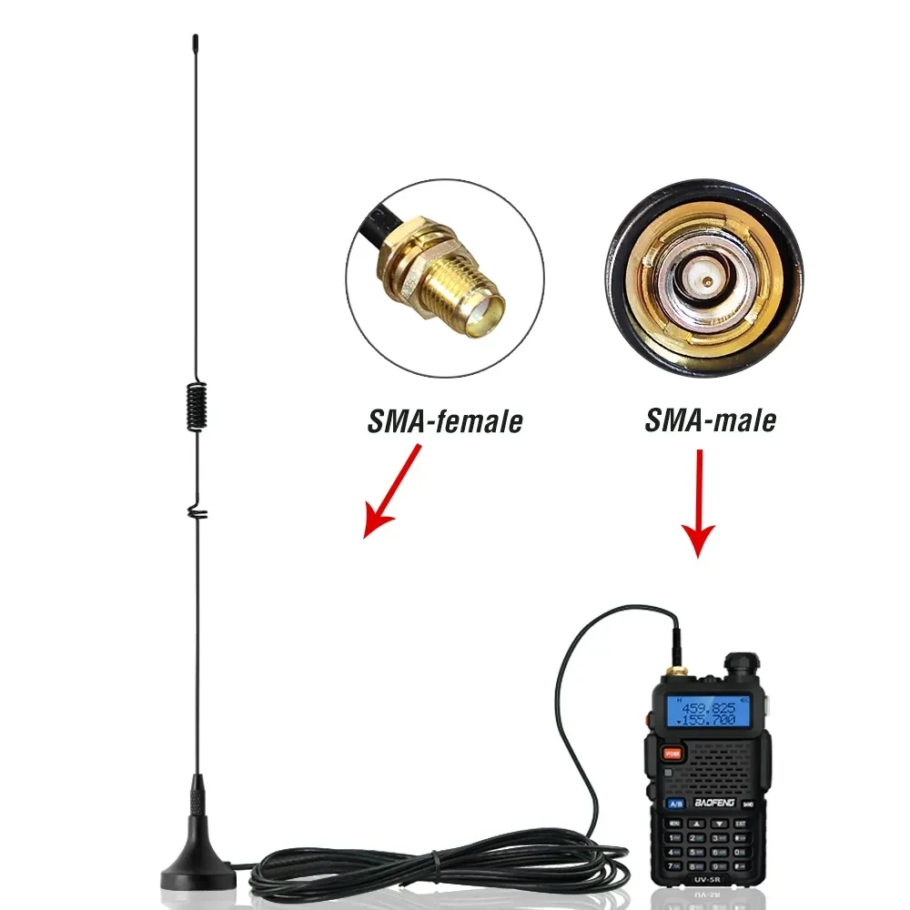 UT-106UV Antena samochodowa magnetyczna SMA-F Dwuzakresowa antena pokładowa VHF UHF do Baofeng UV-5R UV82 GT-3TP GT-5 Ham Radio Akcesoria