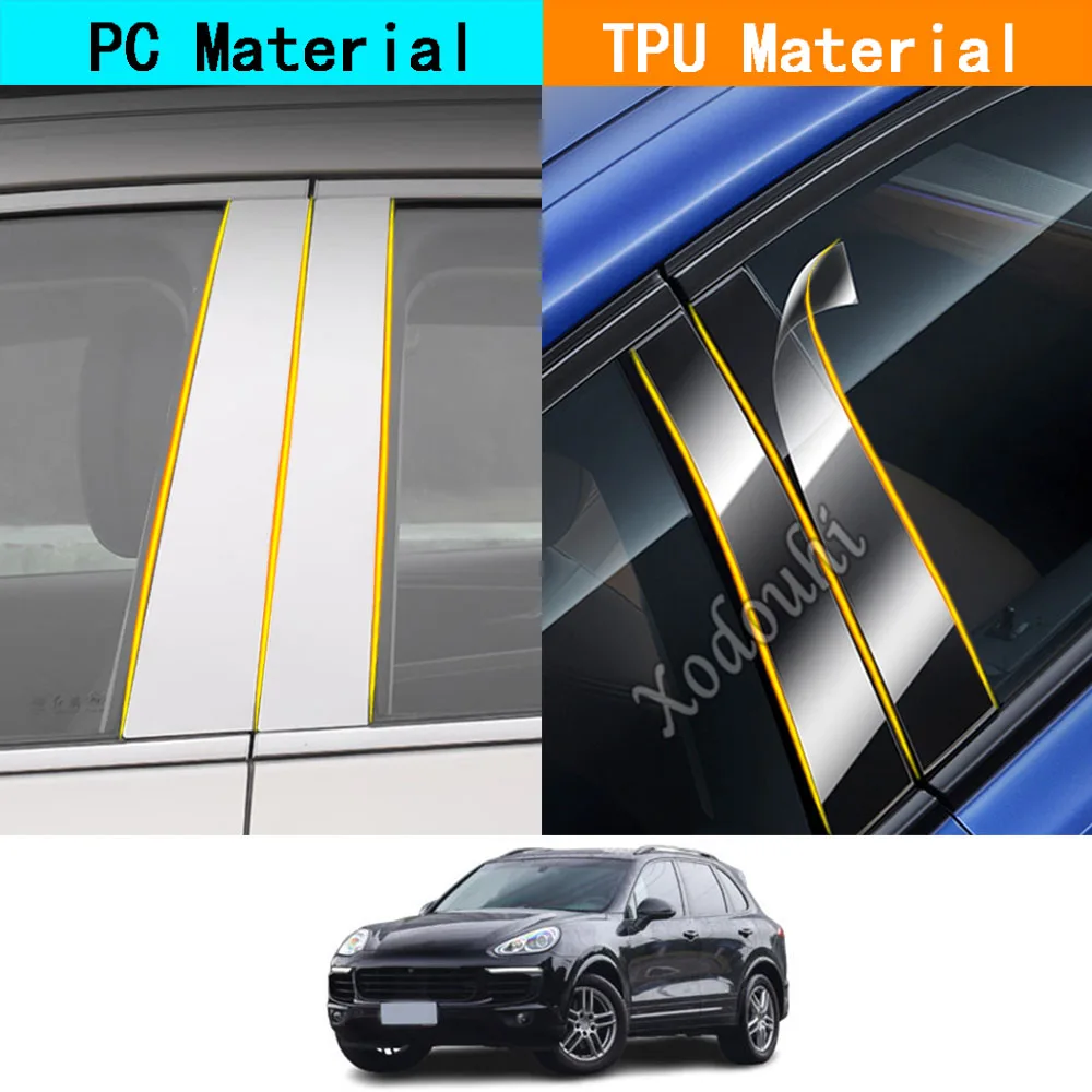 Car Center TPU/Glossy Mirror Pillar Post Cover For PORSCHE Cayenne 2010 2011 2012 2013 2014 2015 2016 2017 Stickers Accessories