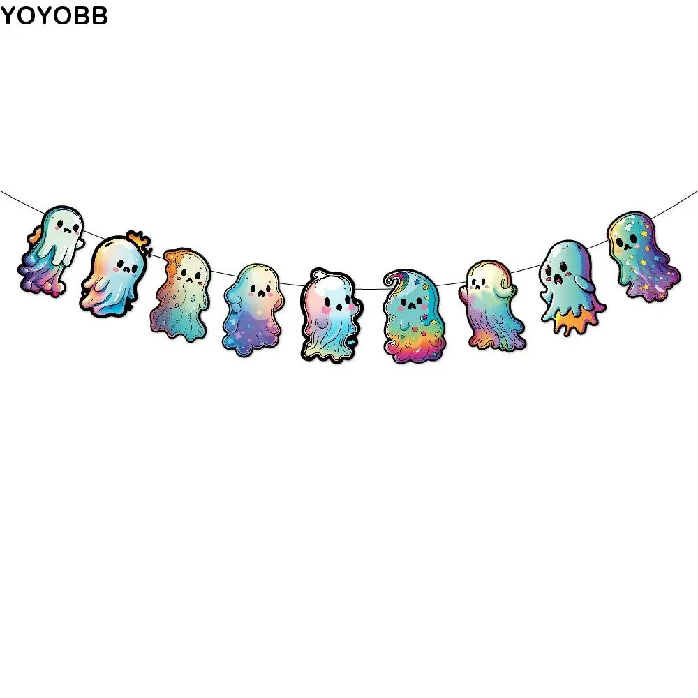 

Funny Colorful Halloween Ghost Banner Paper Cute Ghost Spiral Pendant DIY Ghost Ceiling Decoration Home Decoration