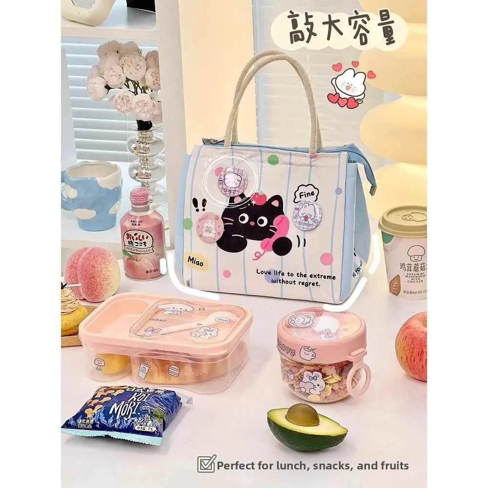 Cute Girl's Insulated Lunch Box Bag Office Staff Portable Storage Bag Japanese Style Home Storage Tools Handbag for Everyone