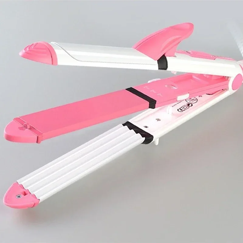 Kemei-セラミックストレートアイロン,3 in 1,コーンクリップ付き,KM-1213