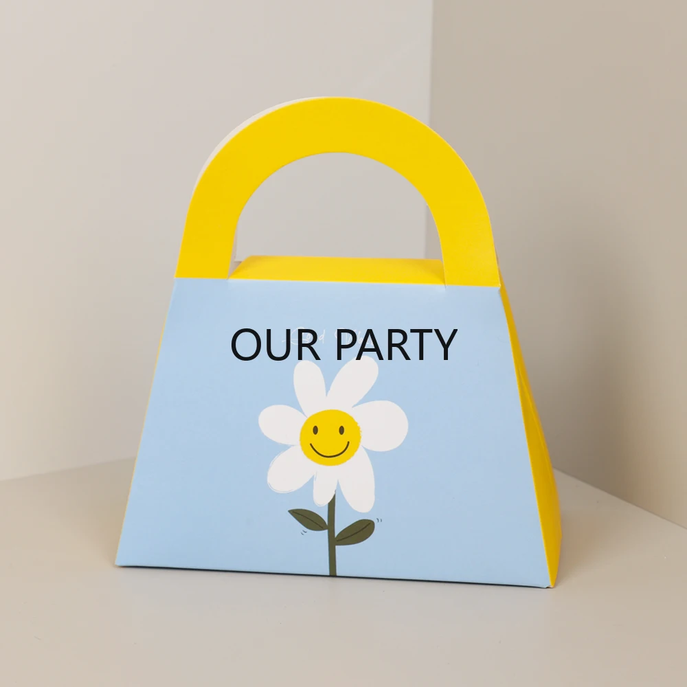 10Pcs Cute Daisy Theme Handbag Chocolates Candy Boxes Sunflower Gift Packing Box for Wedding Birthday Baby Shower Party Decor