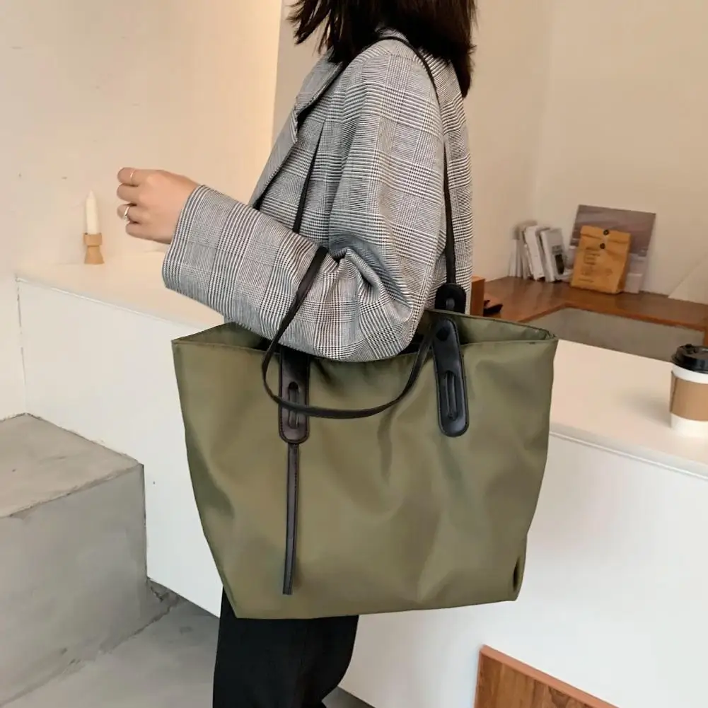 Modern Women Tote Bag Eco-friendly Large Capacity Portable Solid Color Women Tote Bag