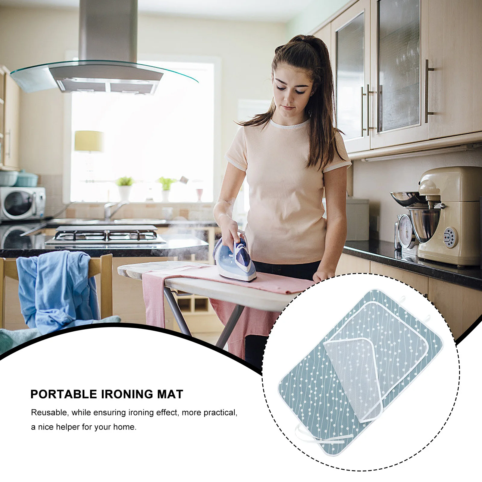 

Foldable Ironing Mat with Heat Resistant Mesh Cloth for Table Top Pressing Protection Smooth Ironing Surface for All Fabrics At