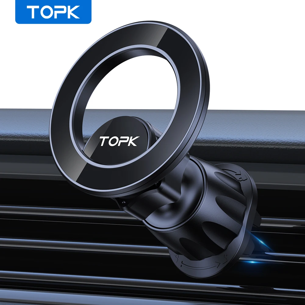 TOPK für Magsafe Autotelefonhalter, magnetische Handyhalterung für Lüftungsschlitze im Auto 360° ° Rotationstelefonhalter für alle Mobiltelefone