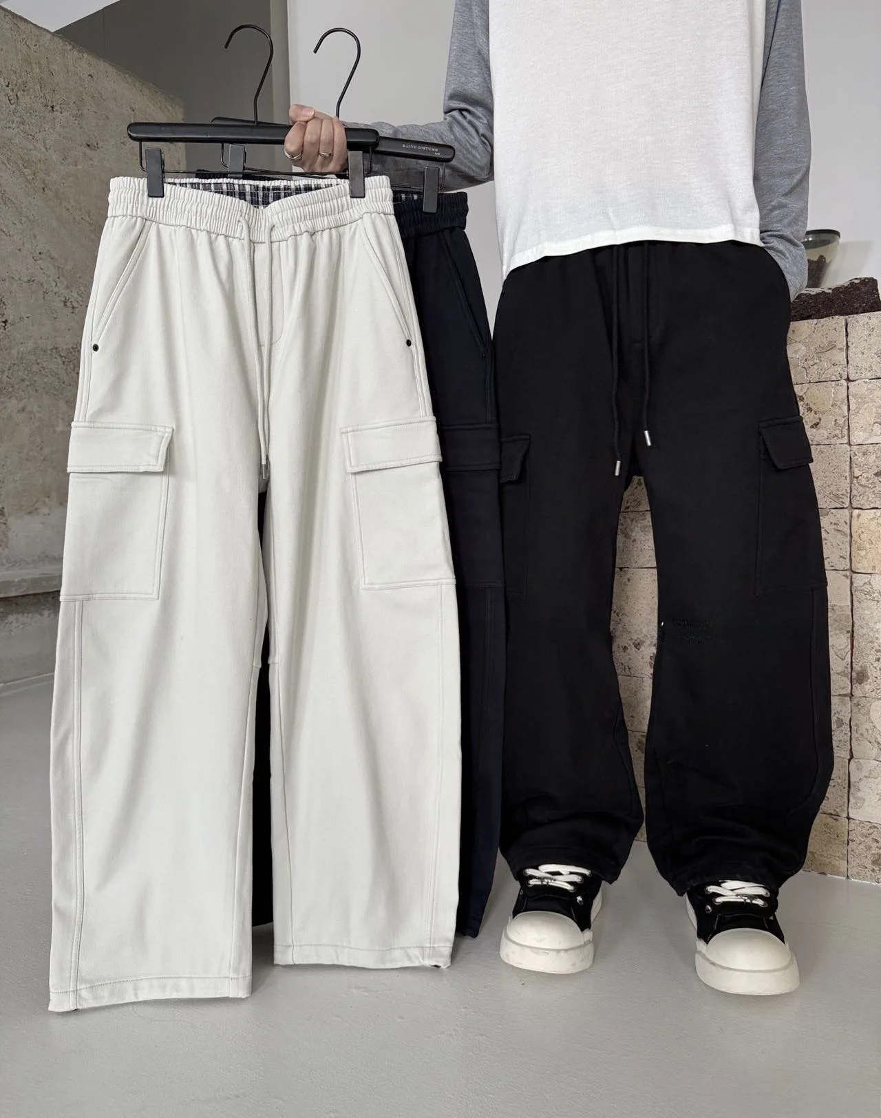 

Мужская осенне-зимняя одежда Thiened Fce на подкладке, цветная рабочая одежда, повседневные брюки, свободные прямые широкие брюки