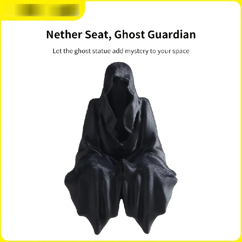 Black Clothes Mysterious Master Ornament Horror Black Robed Night Walker Gothic Sitting Resin Craft Ornament Desktop Decoration