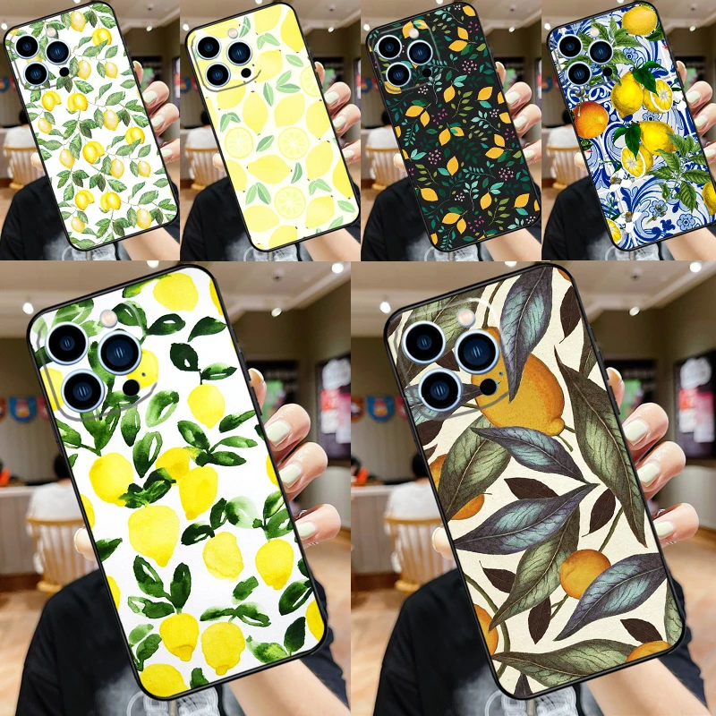 Summer Fruit Lemon Phone Case For iPhone 11 12 13 14 16 15 Pro Max Mini XS X XR 7 8 Plus Soft Cover Shell