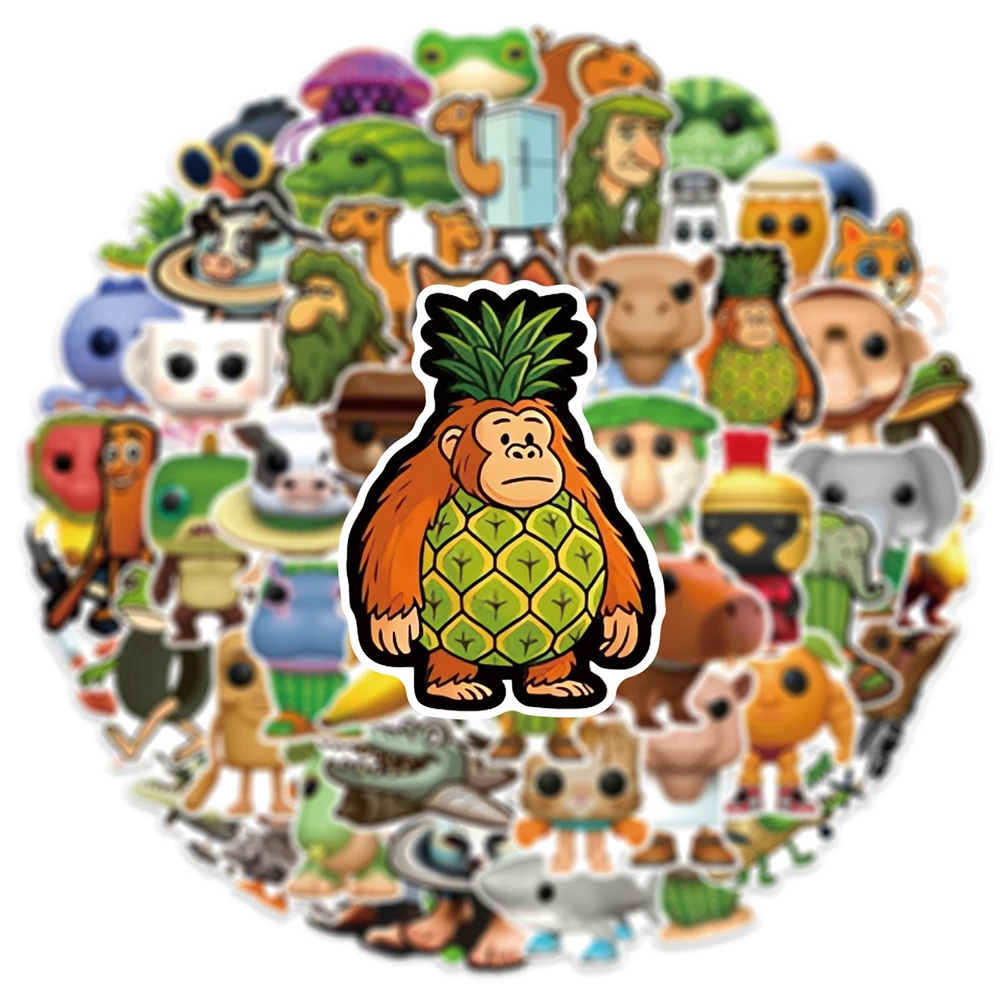 10/30/50PCS AI Abstract Brainrot Abstract Cartoon Stickers Tung Tung Tung Sahur Funny Animal Graffiti Decals Kids DIY Sticker
