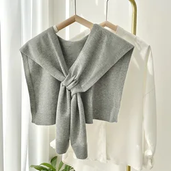 Poncho Cloak Korean Air-conditioned Rooms Knitted Shawl Women's Spring and Autumn Knitted Cross Shawl Fashion Wrap Solid Scarf