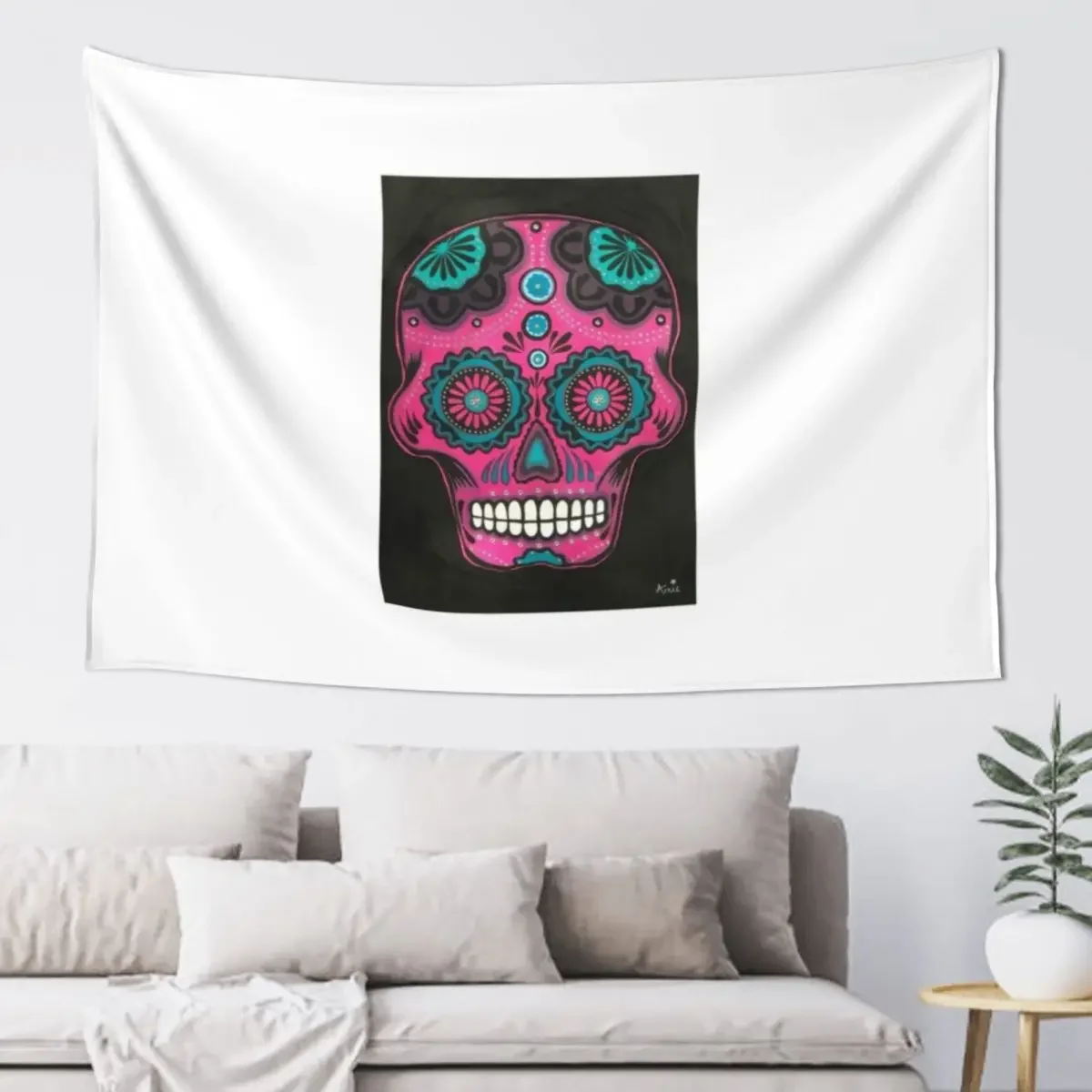 

Sugar Skull-Pink Candy Tapestry Decorations For Your Bedroom Home And Comfort Decor Room Decor For Girls Carpet Wall Tapestry