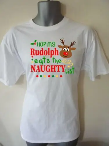 HOPING RUDOLPH EATS THE NAUGHTY LIST CHRISTMAS T-SHIRT FUNNY XMAS FESTIVE GIFT