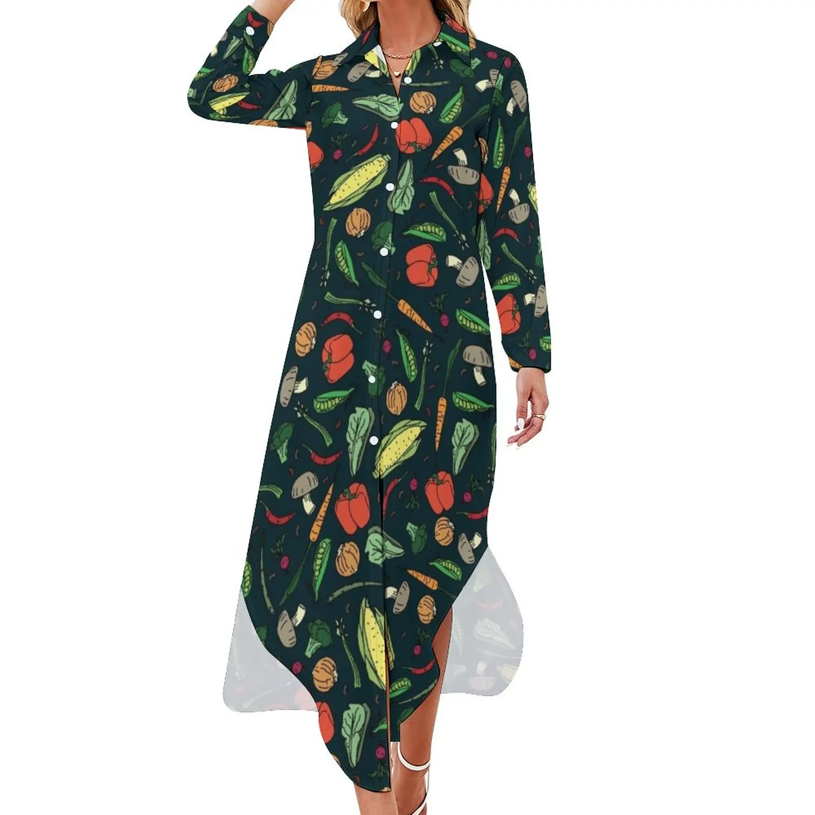 

Veggies Long Sleeved Shirt Dress dress women summer woman dress