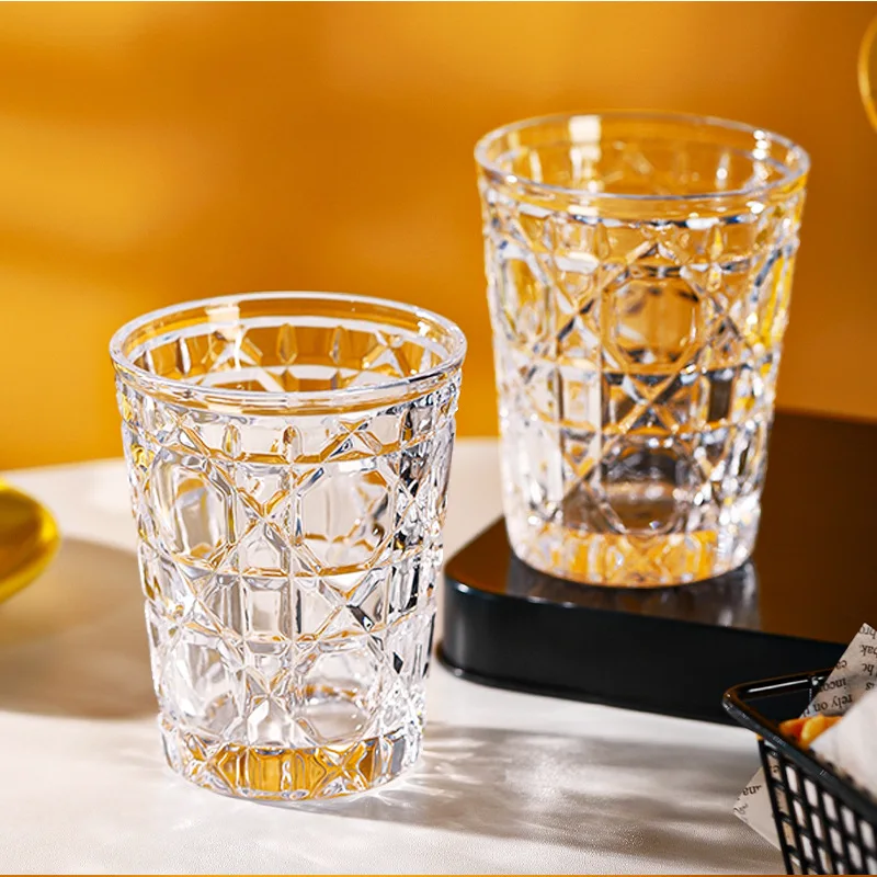 310ml Diamond Whiskey Glass Transparent Beer Cup Water Bottle Engraved Crystal Glass European Style Wine Cups Wholesale Glasses