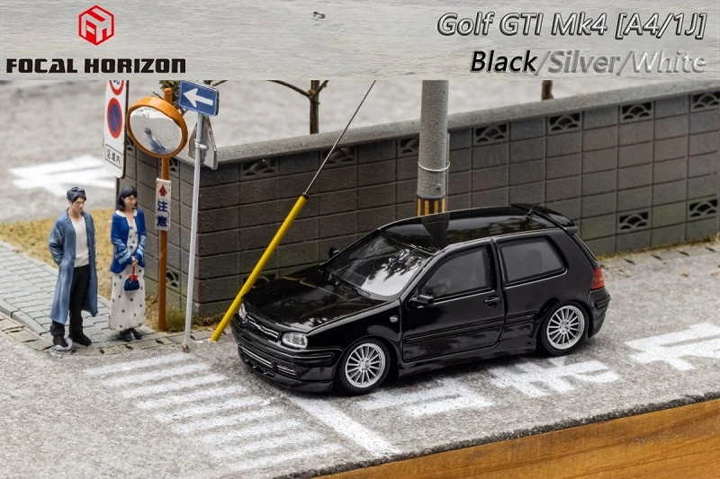 Fokaler Horizont fh 1:64 gti mk4 schwarz silber weiß druckguss modell auto