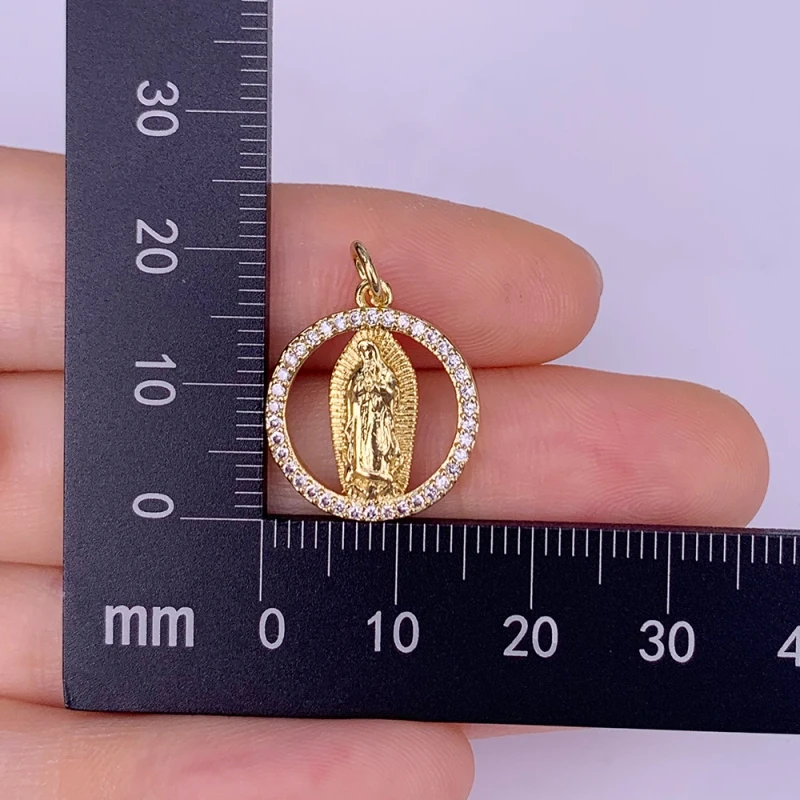 Religious Virgin Mary Prayer Jesus Amulet Pendant Necklace CZ Cubic Zirconia Gold Plated For Women Men Fashion Jewelry Charms