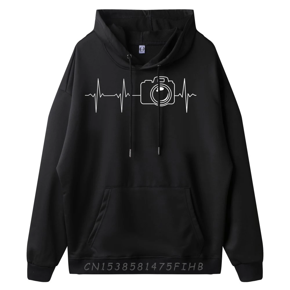 Photography Heartbeat Cute Camera Heartbeat Red And Black Graphic Hoodie Male Limited Time Special New In Tops & Tees