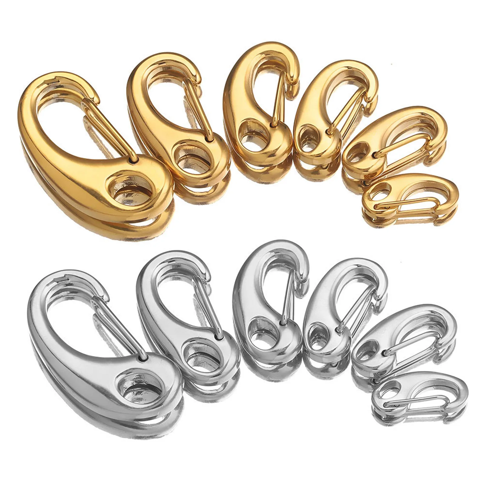 Stainless Steel D-Shaped Lobster Clasps Hooks Connectors for Bracelet Necklace Jewelry Making Sipplies Spring Carabiner Keychain