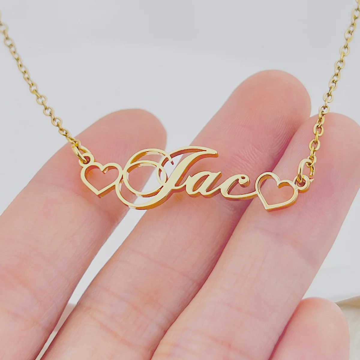 Custom Name Hollow Heart Necklace For Women Fashion Personalized Double Love Nameplate Choker Stainless Steel Collar Jewelry
