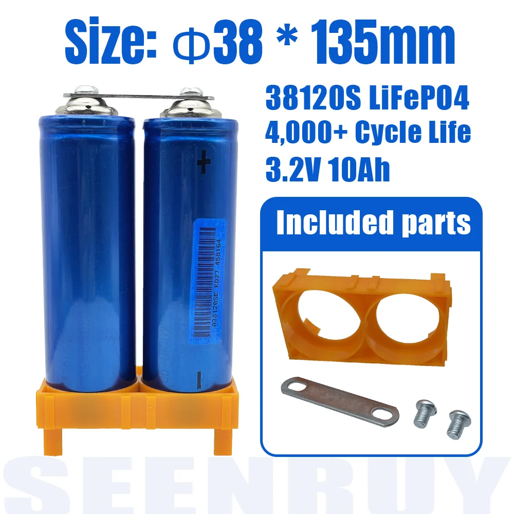 3.2V 10Ah LiFePO4 Power Battery Cylindrical Cell 38120S Deep Cycle for DIY 12V 24V 36V 48V 60V Scooter Vehicle Cleaning Machine